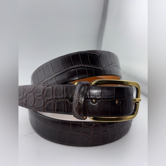 Martin Dingman Genuine Alligator Grain Calfskin Brown 42" Belt Hand Made in USA - Picture 12 of 12